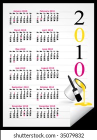 Artistic calendar 2010. Vector illustration.