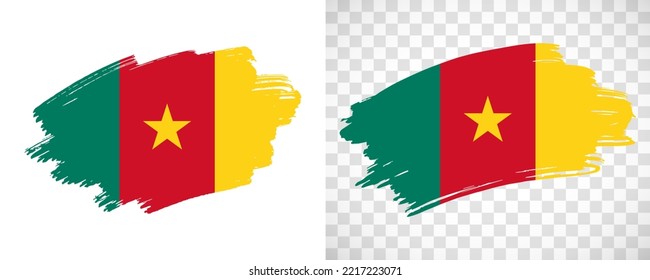 Artistic Cameroon flag with isolated brush painted textured with transparent and solid background