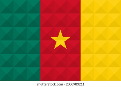 Artistic Cameroon flag vector. formed from triangles to squares with different contrasting colors illustrating a 3d effect. Ratio 2:3