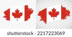 Artistic Canada flag with isolated brush painted textured with transparent and solid background