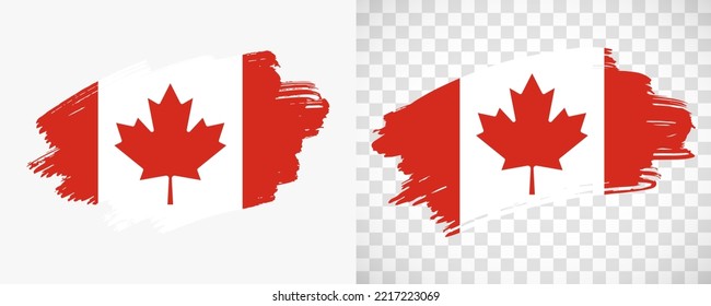 Bandera artística de Canadá con pincel aislado pintado con fondo transparente y sólido