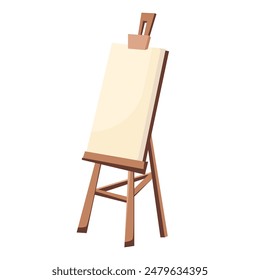 Artistic canvas in easel, wooden tools, cartoon vector illustration design in flat style. Vector easel isolated on white background