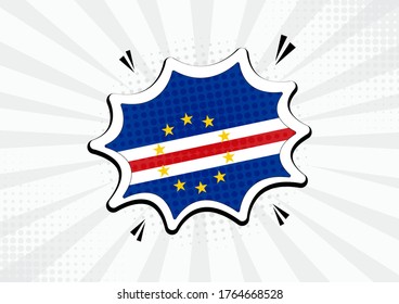 Artistic Cape Verde country comic flag illustration. Abstract flag speech bubble pop art vector background