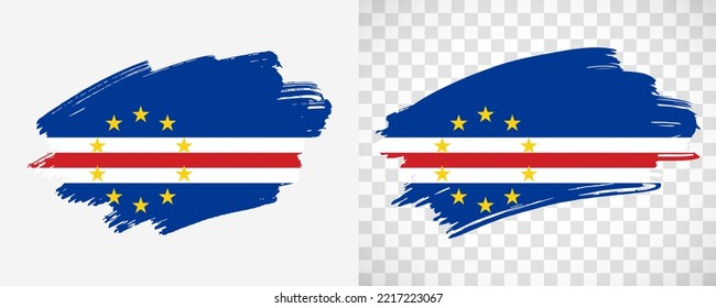 Artistic Cape Verde flag with isolated brush painted textured with transparent and solid background