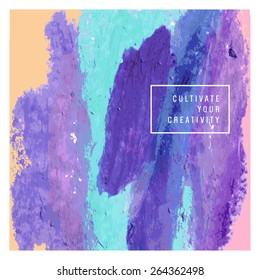 Artistic card with real oil pastel texture. Unusual creative poster. Isolated