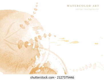 Artistic card template. Watercolor pastel brush strokes with lavender branches element. Good for background, cover, invitation, placard, brochure, poster, card and other. Modern fashionable design.