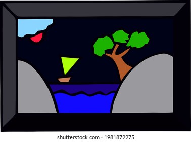 artistic Cartoon Sketch. minimalist hand painted illustrations for T - ShirT, wall decoration, postcard or brochure cover design