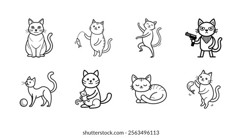 Artistic Cat Doodles for Designers.
