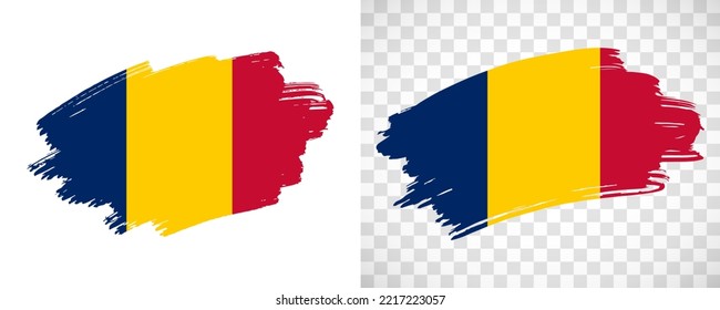 Artistic Chad flag with isolated brush painted textured with transparent and solid background