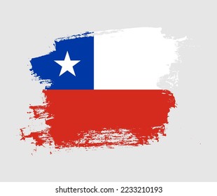 Artistic Chile national flag design on painted brush concept