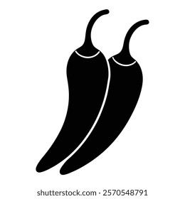 Artistic Chilli Silhouette Icon for Spicy Food and Cooking