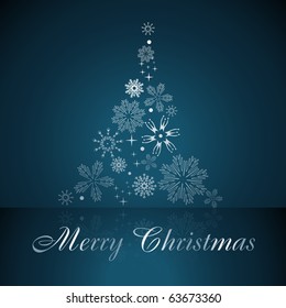 artistic christmas tree design on blue background
