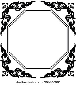  Artistic circle frame of Thai pattern vector
