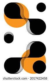 artistic circle poster in black and yellow with round radius and blending circle border.