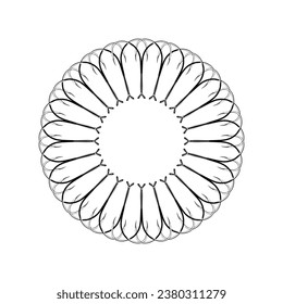 Forma de círculo artístico creada a partir de la composición de silueta de ganchos de pesca, puede utilizarse para el gramaje de logotipos, decoración, ordenación, ilustración de arte o elemento de diseño gráfico. Ilustración vectorial