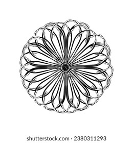 Forma de círculo artístico creada a partir de la composición de silueta de ganchos de pesca, puede utilizarse para el gramaje de logotipos, decoración, ordenación, ilustración de arte o elemento de diseño gráfico. Ilustración vectorial