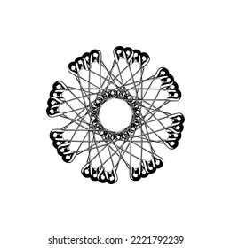 Artistic Circle Shape Made From Safety Pin Composition for Decoration, Ornate, Logo, Website, Art Illustration or Graphic Design Element. Vector Illustration 