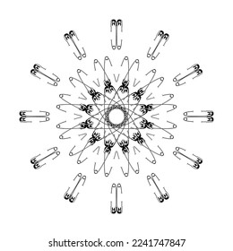 Forma de círculo artístico hecha a partir de la composición del pincel de seguridad para la decoración, la organización, el logotipo, el sitio web, la ilustración de arte o el elemento de diseño gráfico. Ilustración vectorial 