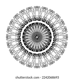 Artistic Circle Shape aus Safety Pin Komposition für Dekoration, Ornate, Logo, Website, Kunstillustration oder Grafikdesign Element. Vektorgrafik 