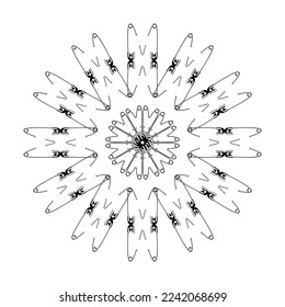 Artistic Circle Shape Made From Safety Pin Composition for Decoration, Ornate, Logo, Website, Art Illustration or Graphic Design Element. Vector Illustration 