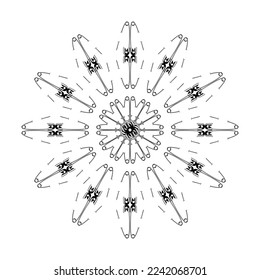 Artistic Circle Shape Made From Safety Pin Composition for Decoration, Ornate, Logo, Website, Art Illustration or Graphic Design Element. Vector Illustration 