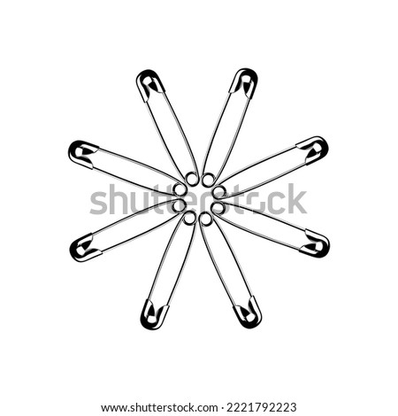 Artistic Circle Shape Made From Safety Pin Composition for Decoration, Ornate, Logo, Website, Art Illustration or Graphic Design Element. Vector Illustration 