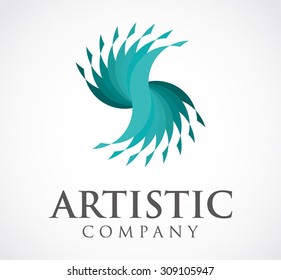 Artistic circle wave curve abstract vector logo design template futuristic art creative business icon professional office company and corporate identity symbol concept