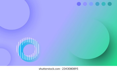 Artistic circles over blue and green gradient geometric background.
