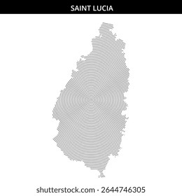 Artistic circular outline of Saint Lucia island.