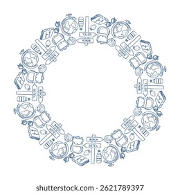 Artistic circular pattern featuring buildings and birds designed for decorative use