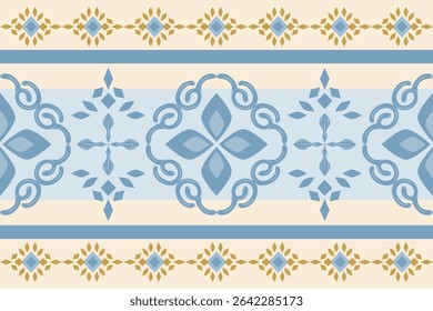 Artistic Classy Glamorous Florals Fleur de lis Scroll Ornament Geometric Embroidery Silk Weaves Seamless Border Pattern. Fine Art Decoration Traditional Blossom Mosaic Filigree Diamond Scarf Fabrics 