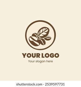 "Artistic Coffee Bean Logo with Circle Emblem for Premium Brand"

