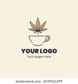  Artistic Coffee Cup Logo with Leaf Accent