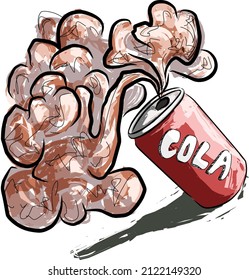 artistic cola can drink explode hand drawn sketch style vector for t shirt