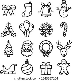 Artistic collection of hand drawn christmas set. Isolated and real pen sketch. Vector Illustration