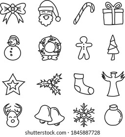 Artistic collection of hand drawn christmas set. Isolated and real pen sketch. Vector Illustration