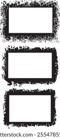 Artistic Collection of three vinatge vector Distressed Grunge Photo Frames Featuring Rough, Irregular Borders with Worn and Weathered Textures for Edgy and Creative Visual Displays