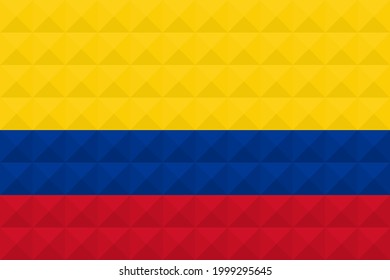 Artistic Colombia flag vector. formed from triangles to squares with different contrasting colors illustrating a 3d effect. Ratio 2:3