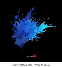Artistic colored ink splash background, blue theme