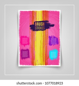 Artistic colorful brushstrokes cover design. Eps10 vector.