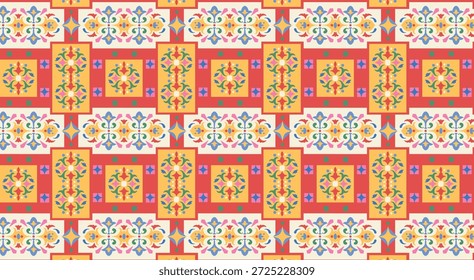 Fondos de patrón geométrico decorativo colorido artístico. Fondos decorativos sin fisuras que combinan geometría y Elementos florales para diseño de impresión, Web y proyectos creativos.