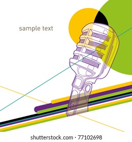 Artistic colorful layout with retro microphone. Vector illustration.