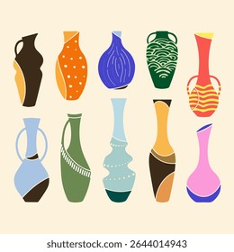 Artistic Colorful Vases. Modern Interior Decor Elements.