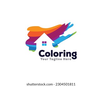 artistic coloring home icon symbol logo design template illustration inspiration