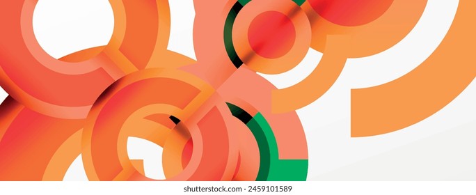 An artistic composition featuring a variety of orange and green circles on a white background, creating a vibrant and lively pattern reminiscent of abstract art paint