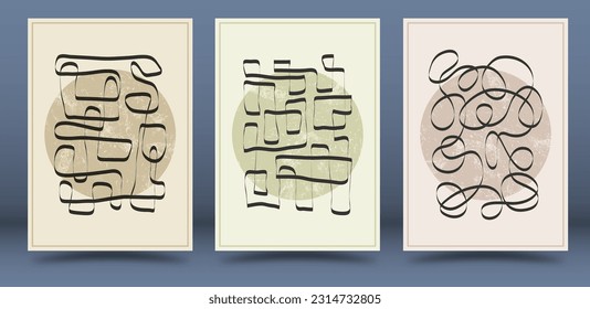 Artistic composition for interior design, prints, postcards, posters and banners. Hand-drawn illustration in a minimalist style