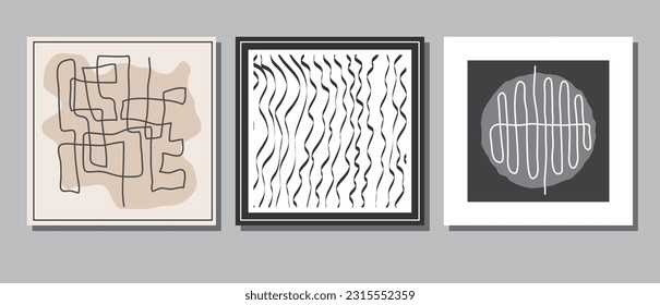 Artistic composition for interior design, prints, postcards, posters and banners. Hand-drawn illustration in a minimalist style