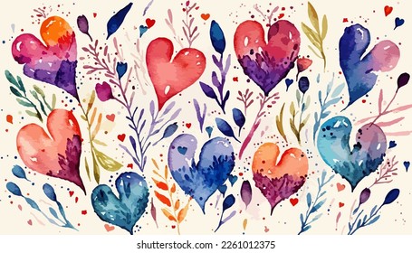 
An artistic composition of painted hearts to celebrate Valentine's Day. A celebration of love, romance, and friendship. Colors of red, pink, and white to show the love and joy of the holiday. 