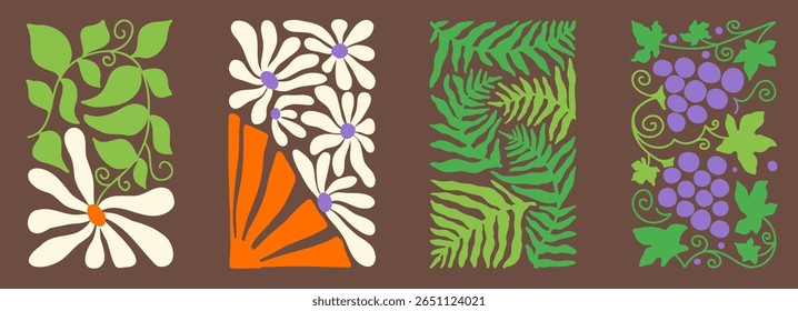 Composição artística de ondas e flores, capturando a essência da criatividade dos anos 70.