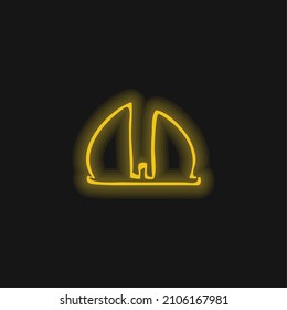 Artistic Construction Hand Drawn Outline yellow glowing neon icon